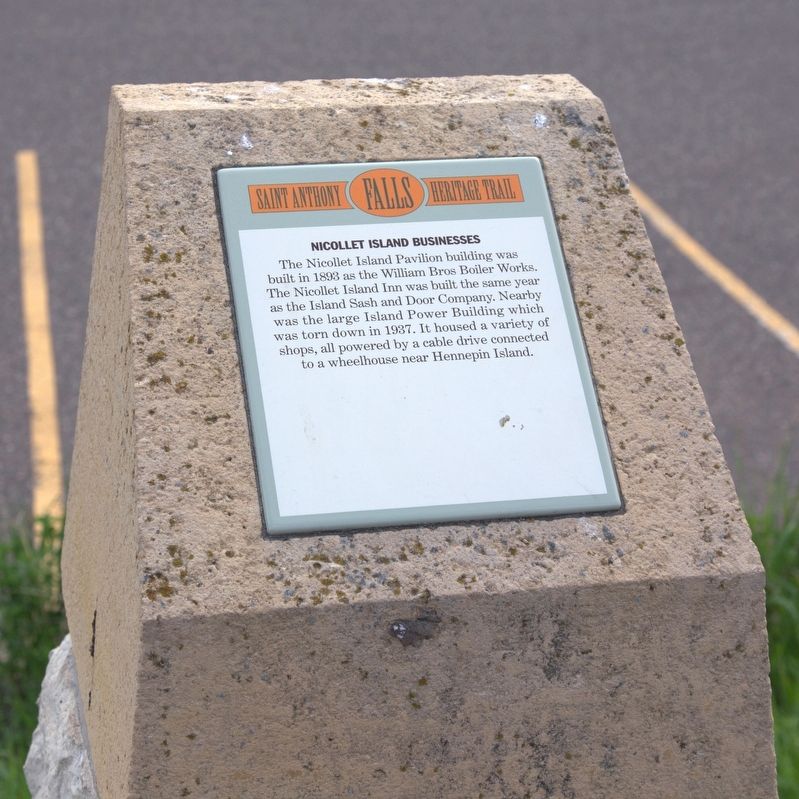 Nicollet Island Businesses Marker. Click for full size. Nicollet Island Businesses Marker image. Click for full size.