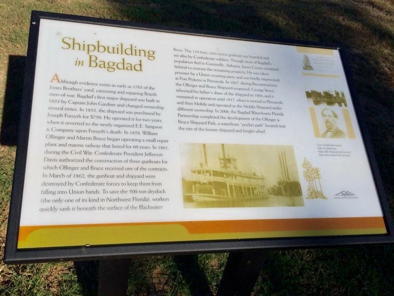 A different nearby "Shipbuilding in Bagdad" Marker located in same park.. Click for full size. A different nearby "Shipbuilding in Bagdad" Marker located in same park. image. Click for full size.