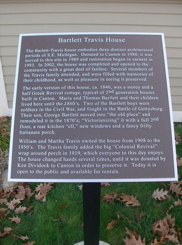 Bartlett Travis House Marker image. Click for full size.