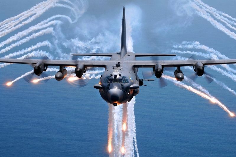 An AC-130H gunship from the 16th Special Operations Squadron, Hurlburt Field, Florida image. Click for full size.