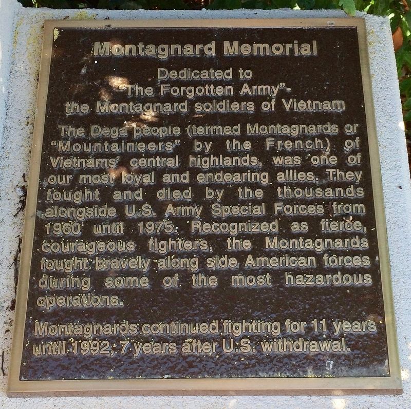 Montagnard Memorial Marker. Click for full size. Montagnard Memorial Marker image. Click for full size.