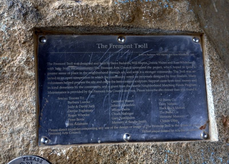 The Fremont Troll Marker image. Click for full size.