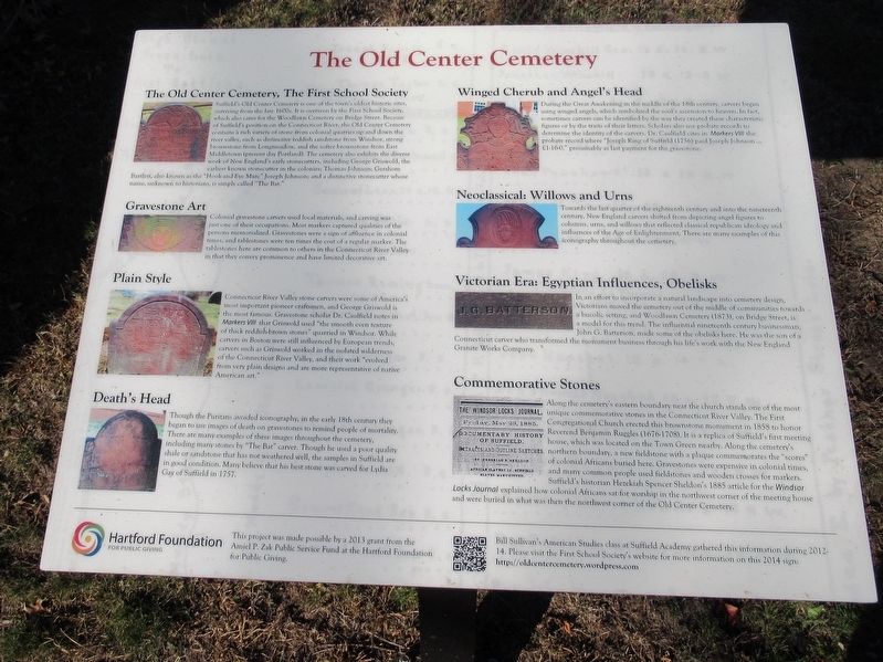 The Old Center Cemetery Marker image. Click for full size.