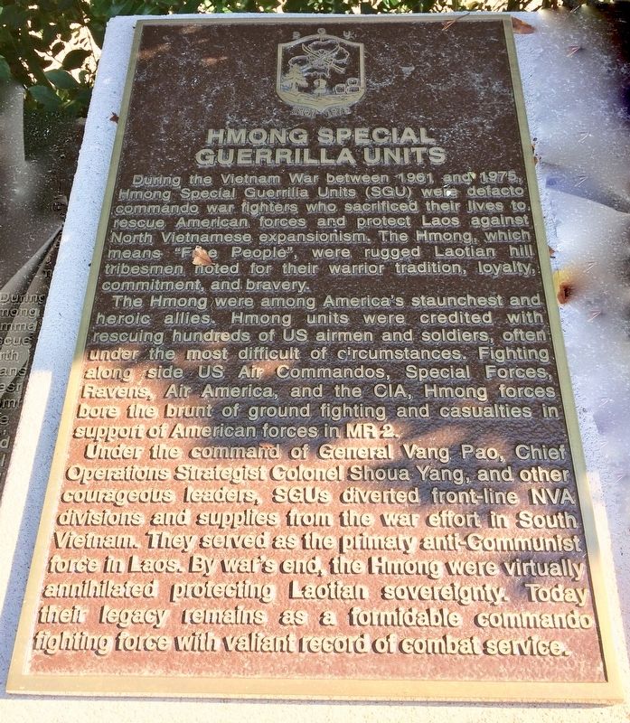 Hmong Special Guerrilla Units Marker image. Click for full size.