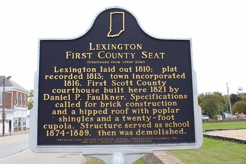 Lexington First County Seat Marker (Side 2) image. Click for full size.