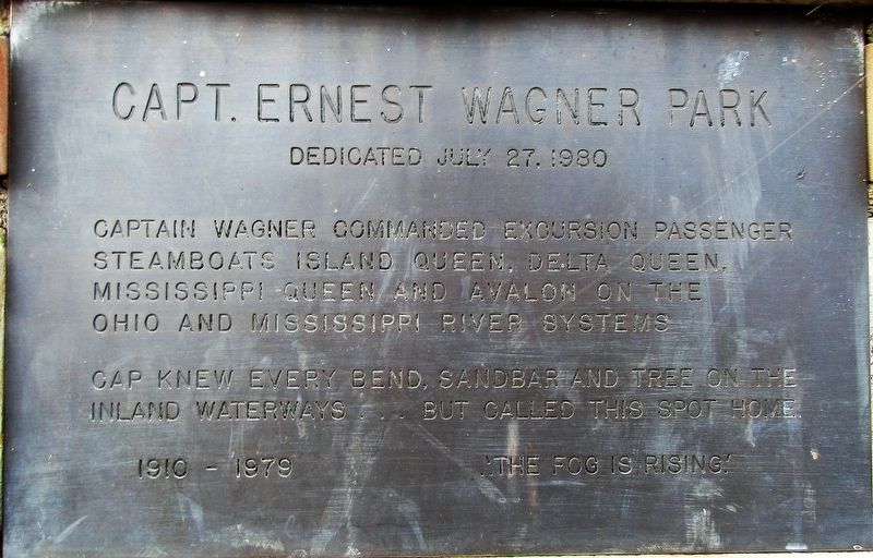 Capt. Ernest Wagner Park Marker. Click for full size. Capt. Ernest Wagner Park Marker image. Click for full size.