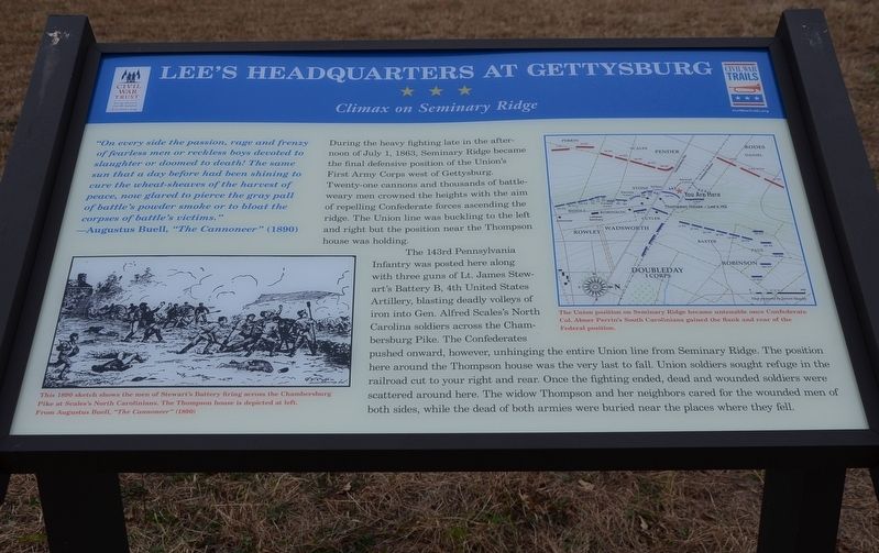 Lee's Headquarters at Gettysburg Marker image. Click for full size.