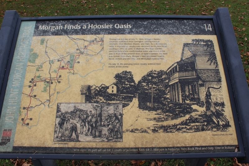 Morgan Finds a Hoosier Oasis Marker. Click for full size. Morgan Finds a Hoosier Oasis Marker image. Click for full size.