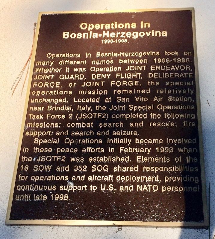 Operations in Bosnia-Herzegovina Marker image. Click for full size.