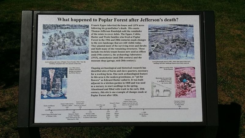 What happened to Poplar Forest after Jefferson's death? Marker. Click for full size. What happened to Poplar Forest after Jefferson's death? Marker image. Click for full size.