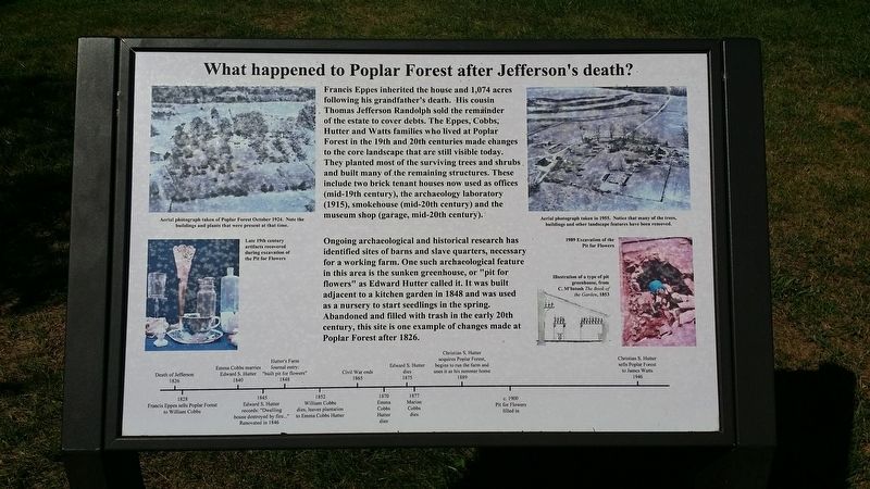 What happened to Poplar Forest after Jefferson's death? Marker image. Click for full size.