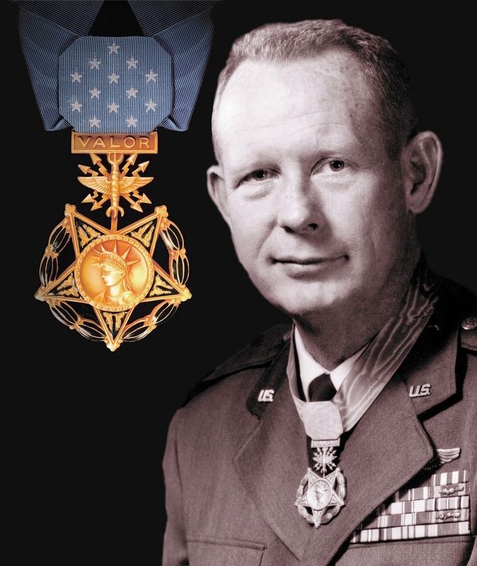 Major Bernard Francis Fisher with Medal of Honor. image. Click for full size.