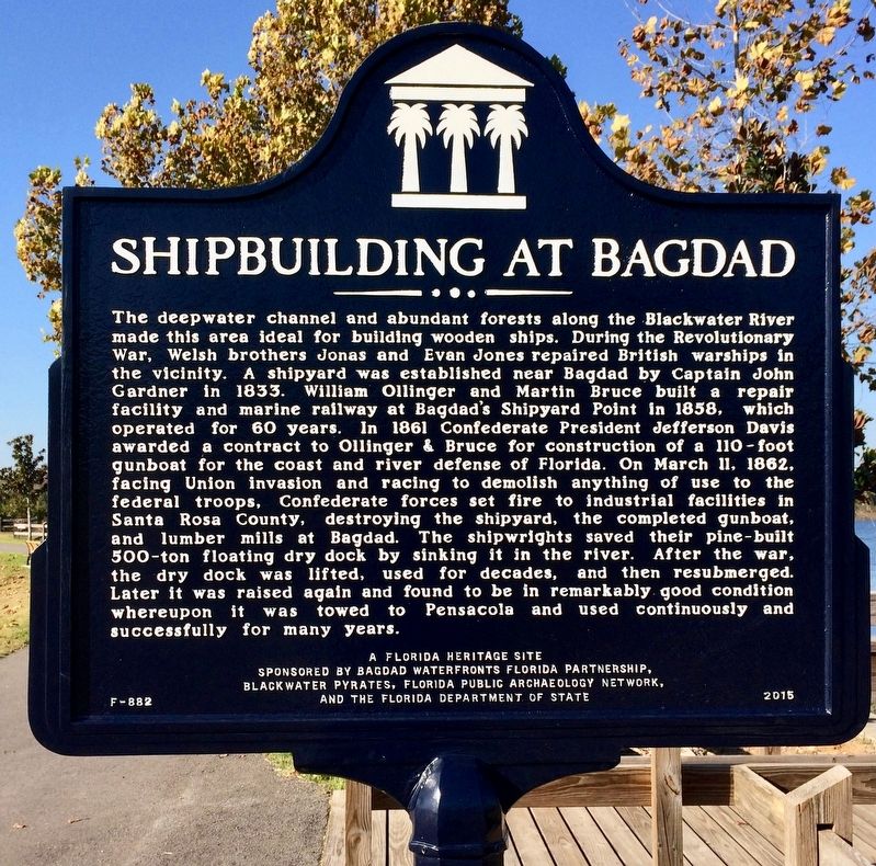 Another nearby historical marker about shipbuilding in Bagdad. image. Click for full size.