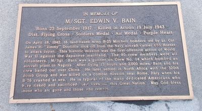 In Memory of M/Sgt. Edwin V. Bain Marker image. Click for full size.