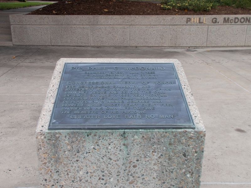 Pfc. Phill G. McDonald Marker. Click for full size. Pfc. Phill G. McDonald Marker image. Click for full size.