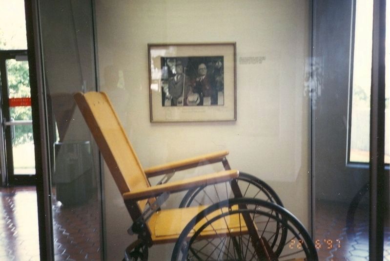 Inside the visitor center-Franklin Delano Roosevelt wheel chair. Click for full size. Inside the visitor center-Franklin Delano Roosevelt wheel chair image. Click for full size.