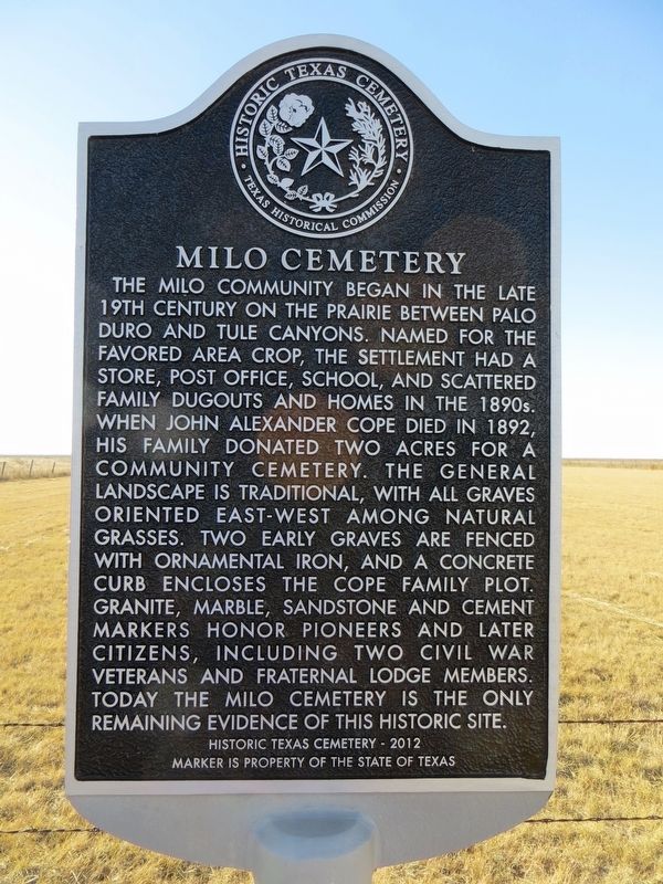 Milo Cemetery Marker image. Click for full size.