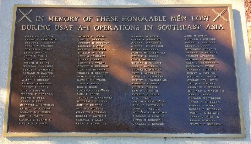 Honor Roll of those lost flying the A-1 in Southeast Asia, on far left. Click for full size. Honor Roll of those lost flying the A-1 in Southeast Asia, on far left image. Click for full size.