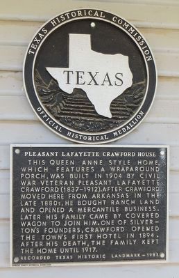 Pleasant Lafayette Crawford House Marker image. Click for full size.