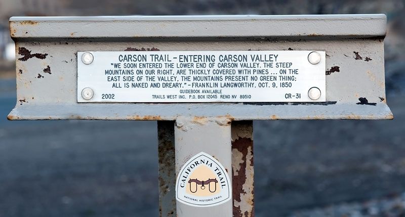 Carson Trail - Entering Carson Valley Marker image. Click for full size.