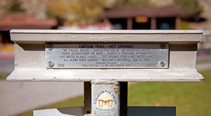 Carson Trail - Hot Springs Marker. Click for full size. Carson Trail - Hot Springs Marker image. Click for full size.