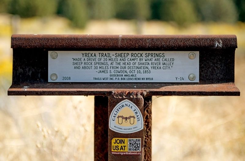 Yreka Trail - Sheep Rock Springs Marker. Click for full size. Yreka Trail - Sheep Rock Springs Marker image. Click for full size.