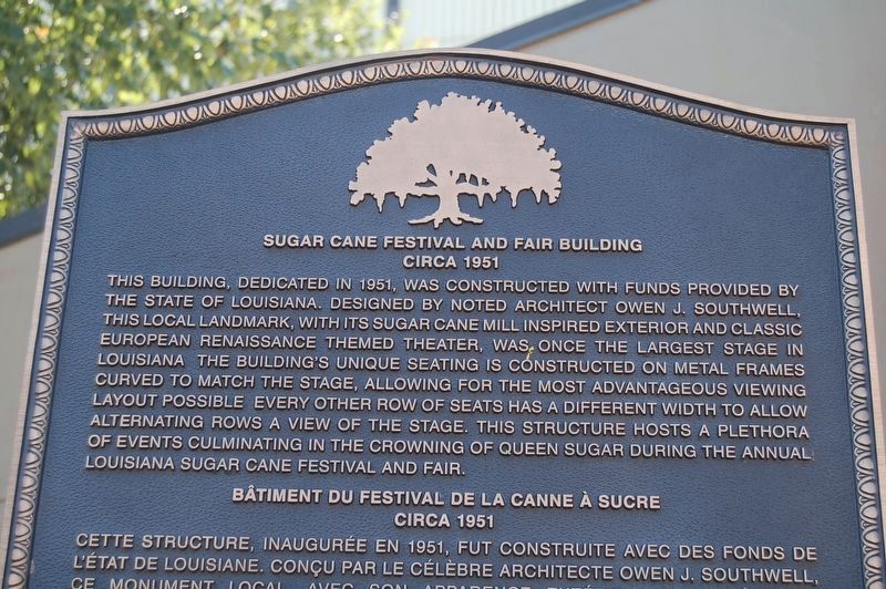 Sugar Cane Festival and Fair Building Marker image. Click for full size.