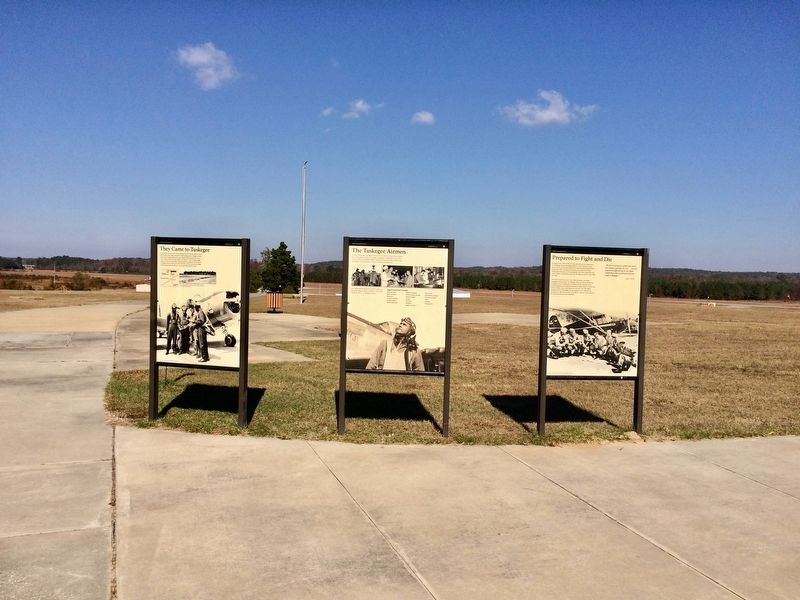 They Came to Tuskegee Marker (Far left of three). Click for full size. They Came to Tuskegee Marker (Far left of three) image. Click for full size.