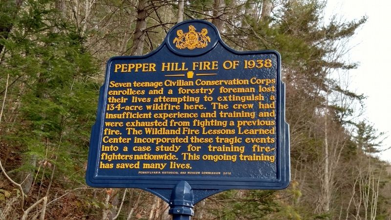 Pepper Hill Fire of 1938 Marker image. Click for full size.