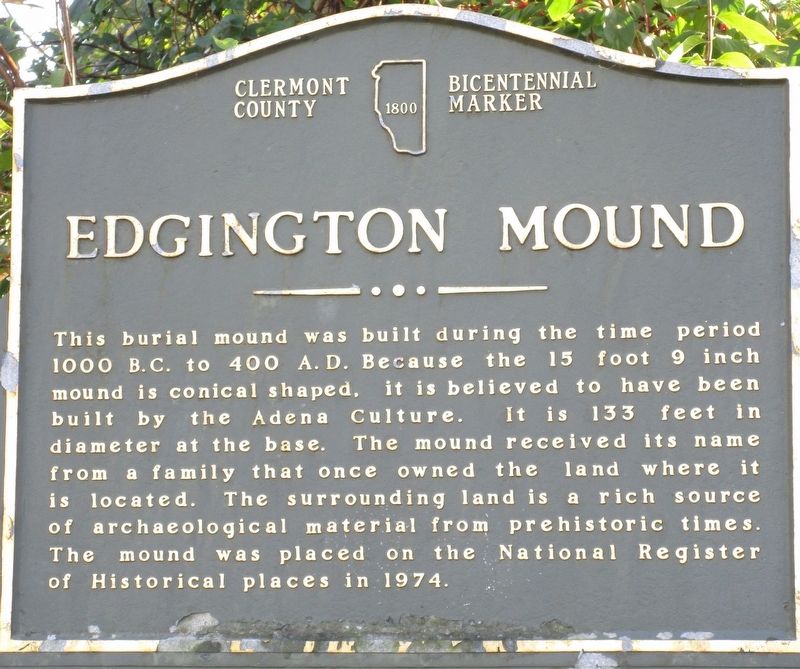 Edgington Mound Marker image. Click for full size.