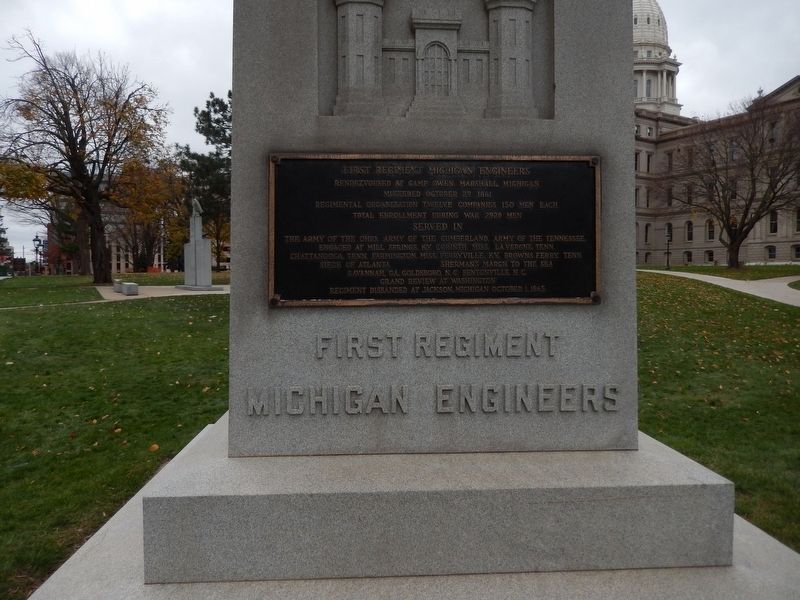 First Regiment Michigan Engineers Marker. Click for full size. First Regiment Michigan Engineers Marker image. Click for full size.