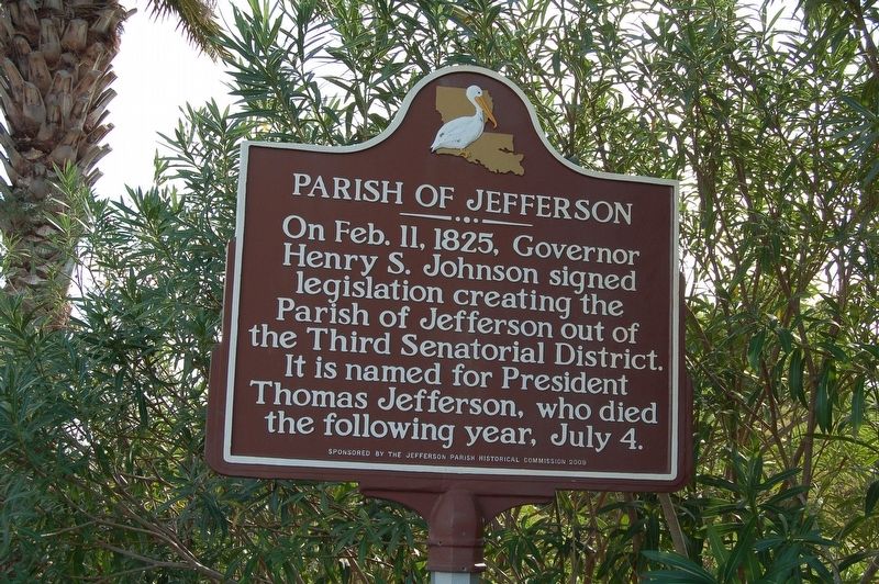 Parish of Jefferson Marker. Click for full size. Parish of Jefferson Marker image. Click for full size.