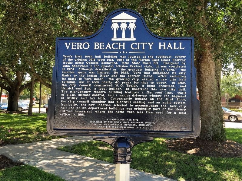 Vero Beach City Hall Marker image. Click for full size.