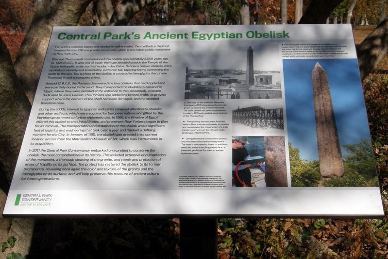 Central Park's Ancient Egyptian Obelisk Marker image. Click for full size.