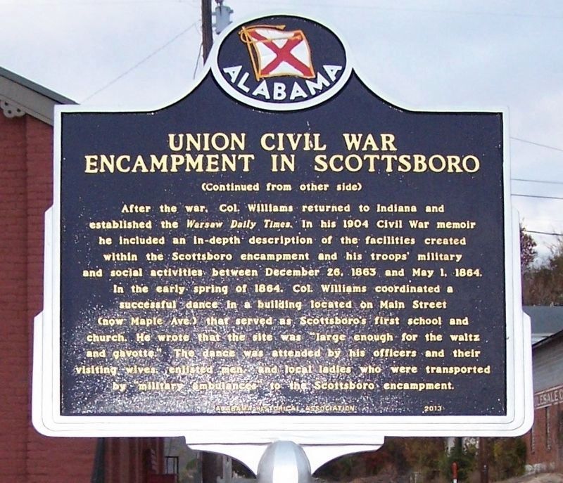 Union Civil War Encampment in Scottsboro Marker (side 2) image. Click for full size.