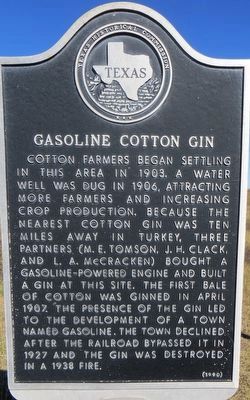 Gasoline Cotton Gin Marker image. Click for full size.