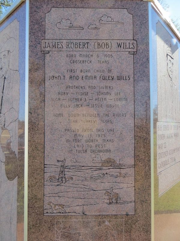 Bob Wills Marker (third side) image. Click for full size.