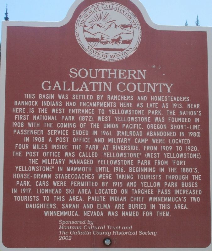Southern Gallatin County Marker image. Click for full size.
