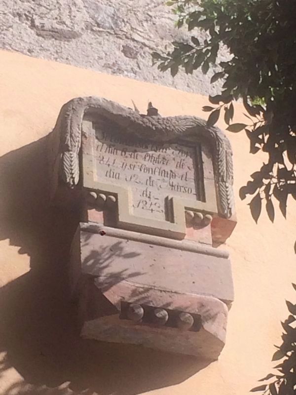 Original dedication marker for the tower of the Temple of the Most Pure Conception image. Click for full size.