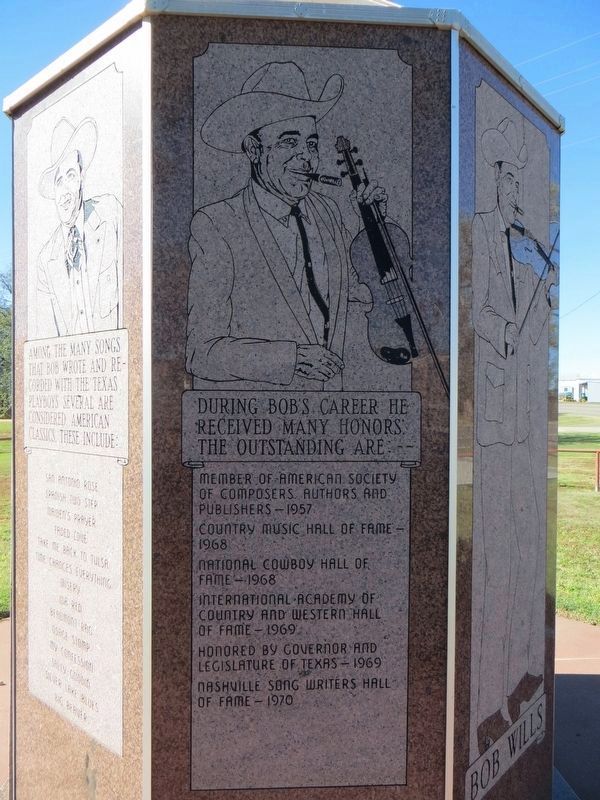 Bob Wills Marker (side eight) image. Click for full size.
