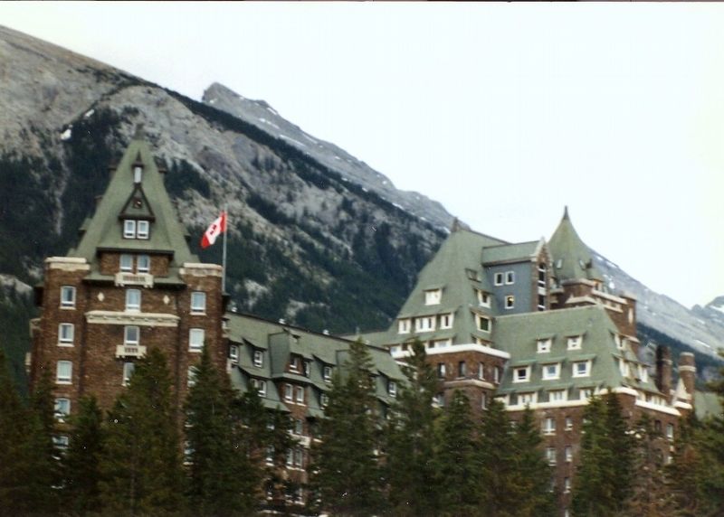 Banff Springs Hotel-Canadian Rockies in the background. Click for full size. Banff Springs Hotel-Canadian Rockies in the background image. Click for full size.