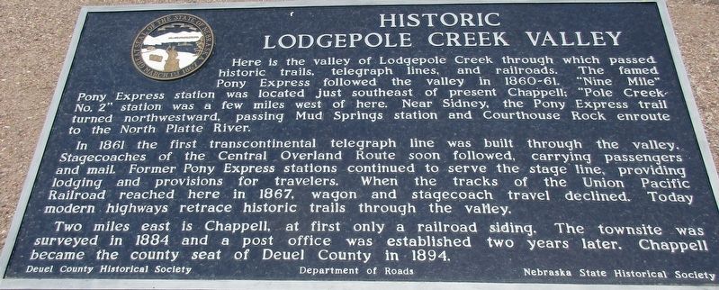 Historic Lodgepole Creek Valley Marker image. Click for full size.