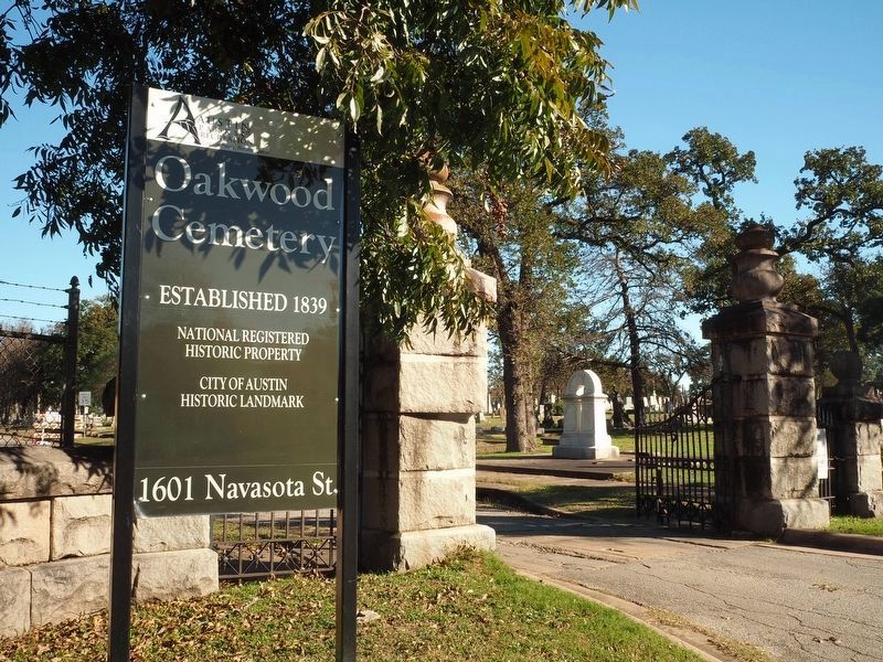 Oakwood Cemetery Marker. Click for full size. Oakwood Cemetery Marker image. Click for full size.