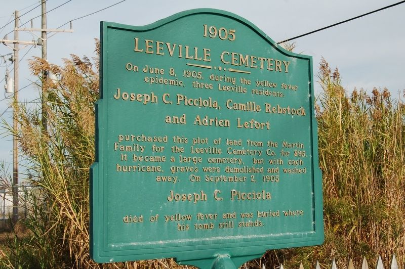 Leeville Cemetery Marker. Click for full size. Leeville Cemetery Marker image. Click for full size.