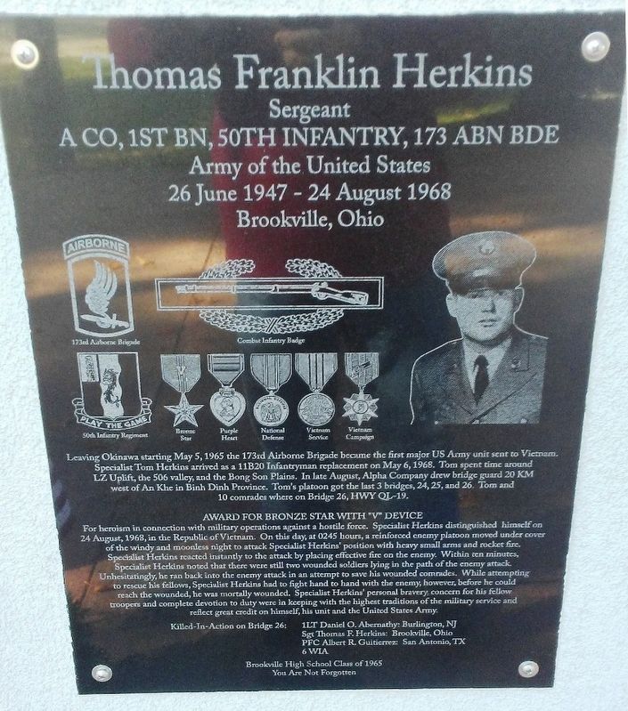 Thomas Franklin Herkins Marker image. Click for full size.