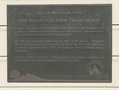 The Mountain View Train Depot Marker image. Click for full size.