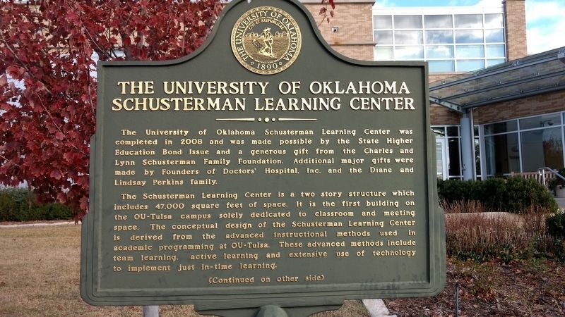 The University of Oklahoma Schusterman Learning Center Marker image. Click for full size.