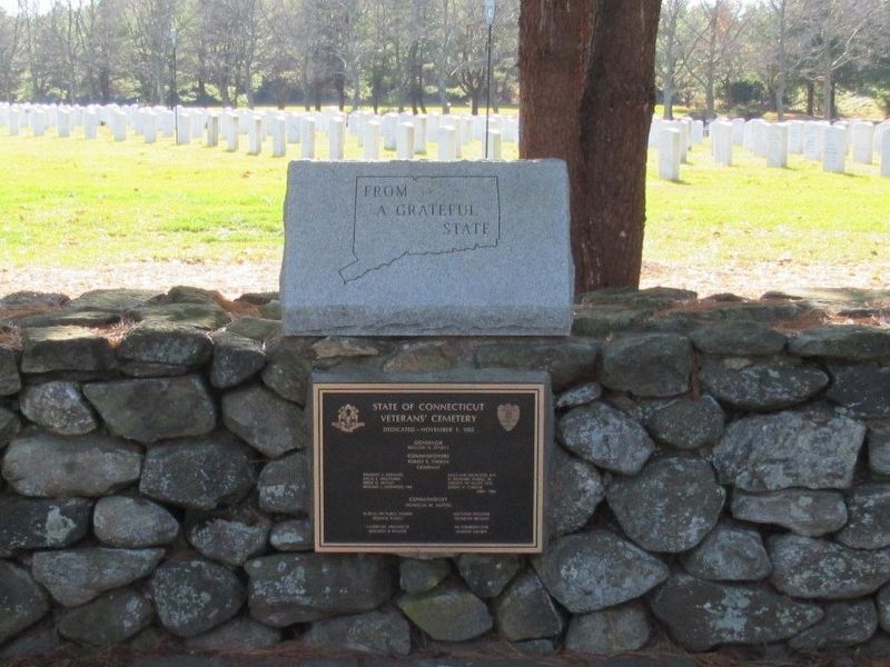 Connecticut State Veterans Cemetery Dedication Plaque. Click for full size. Connecticut State Veterans Cemetery Dedication Plaque image. Click for full size.