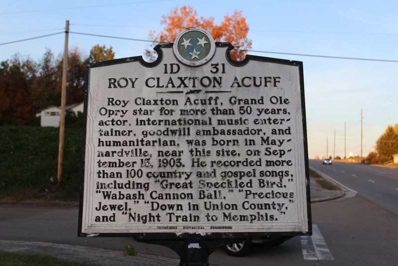 Roy Claxton Acuff Marker image. Click for full size.