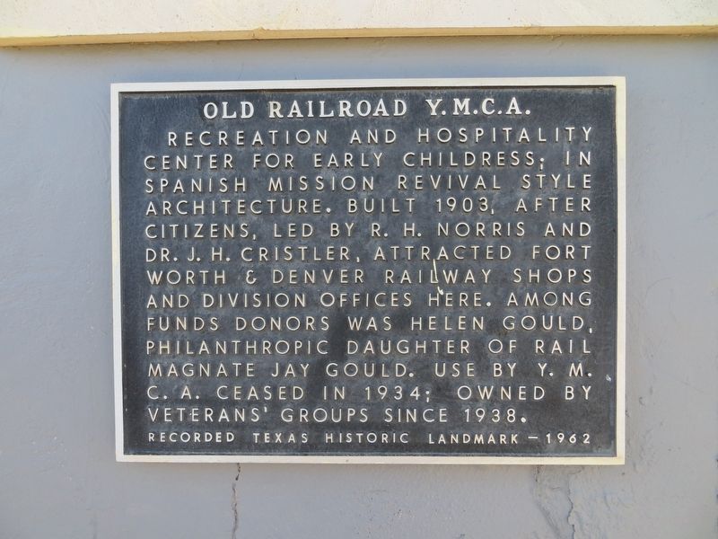 Old Railroad Y.M.C.A. Marker image. Click for full size.